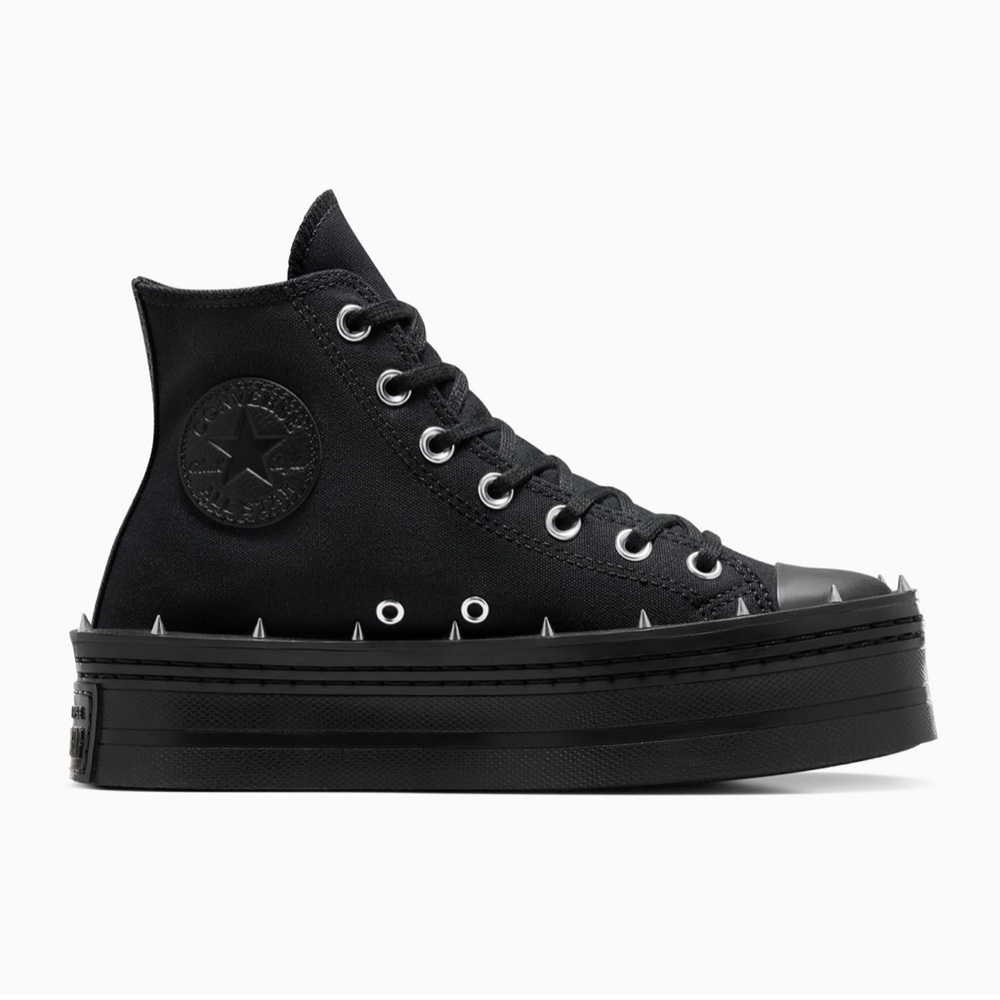 Converse Chuck Taylor All Star Modern Lift Platform Studded Black size 8.5 NEW - Picture 3 of 12